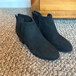 Call It Spring Black Perforated Suede Ankle Booties